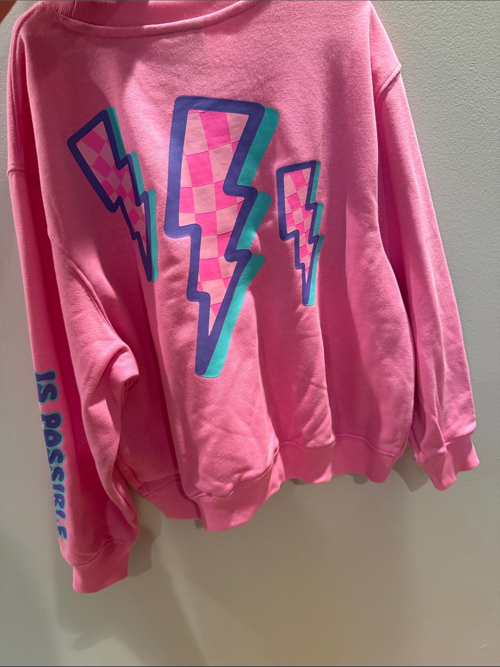 Girls' Pink Lightning Bolt Graphic Sweatshirt